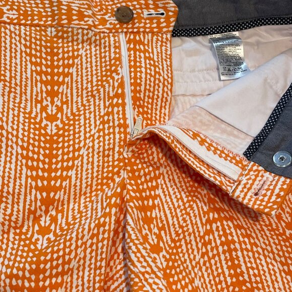 J. Crew Orange & White Patterned Womens Shorts Size 6 Cotton Blend Mid-Rise - Picture 4 of 8